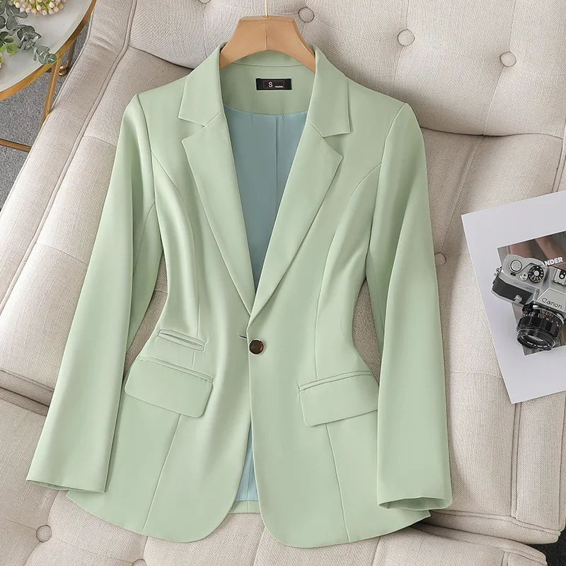 Korean Fashion Spring Notched Blazer Women Classic All Match Long Sleeve Blazers Office Lady Single Breasted Jackets New