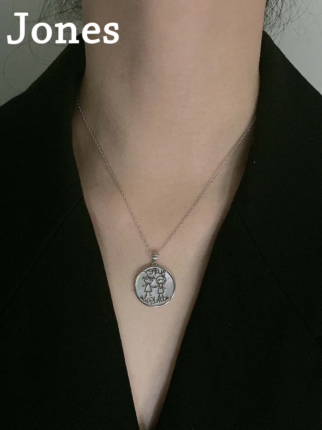 

S925 Sterling Silver Round Shape Shell Necklace Couples Fashion Boy Girl Jewelry Pendant Cute Cartoon Gift For Girlfriend