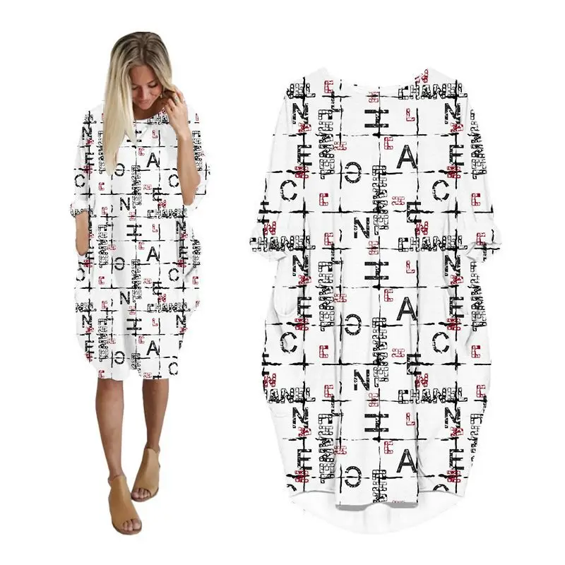 

Женское платье с рукавом «летучая мышь» и карманами