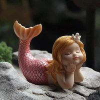 mini dreaming mermaid princess statue figurine ornament home fairy garden decor for bookshelf flowerpot fish tank