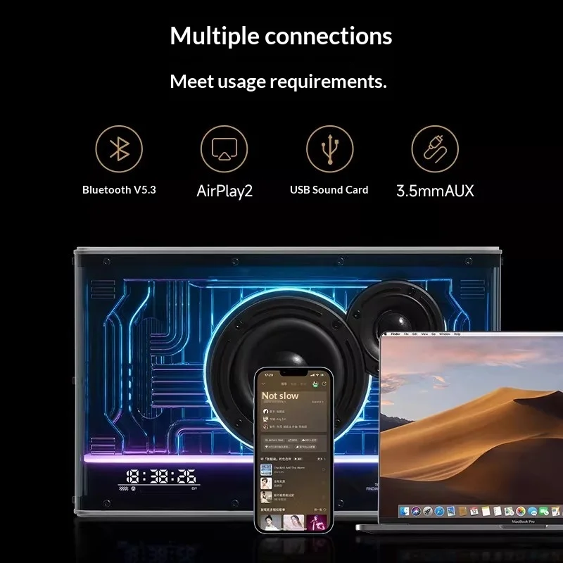 Акустическая система Edifier Flower NEW-X Pro GaN с поддержкой AirPlay 2, дисплеем времени, RGB-подсветкой, технологией Cool Energy Sound – идеальный подарок для геймеров (art.: 3920d4d2105be) - 3920d4d2105be