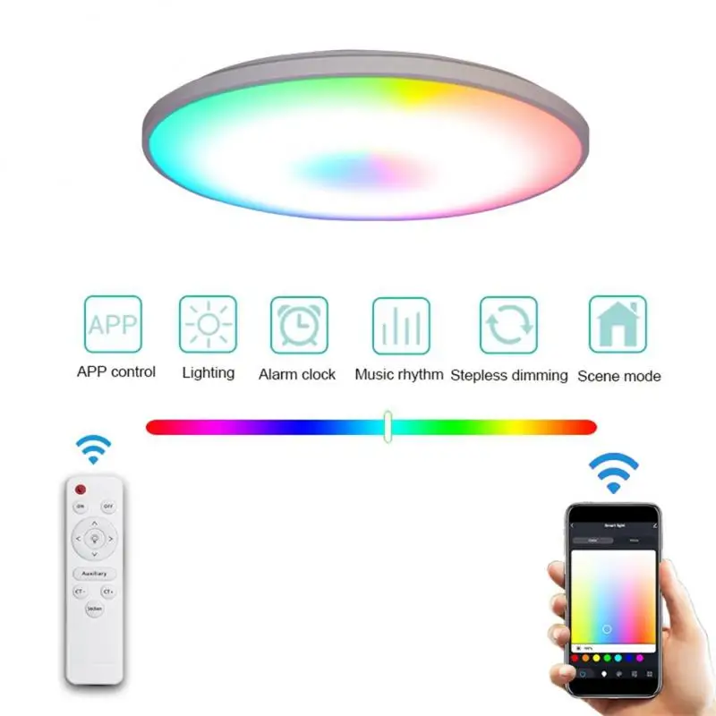 

Умные потолочные лампы Tuya, светодиодные светильники с Wi-Fi, RGB + C + W, с голосовым управлением через приложение, лампа с Alexa для украшения гостиной, спальни