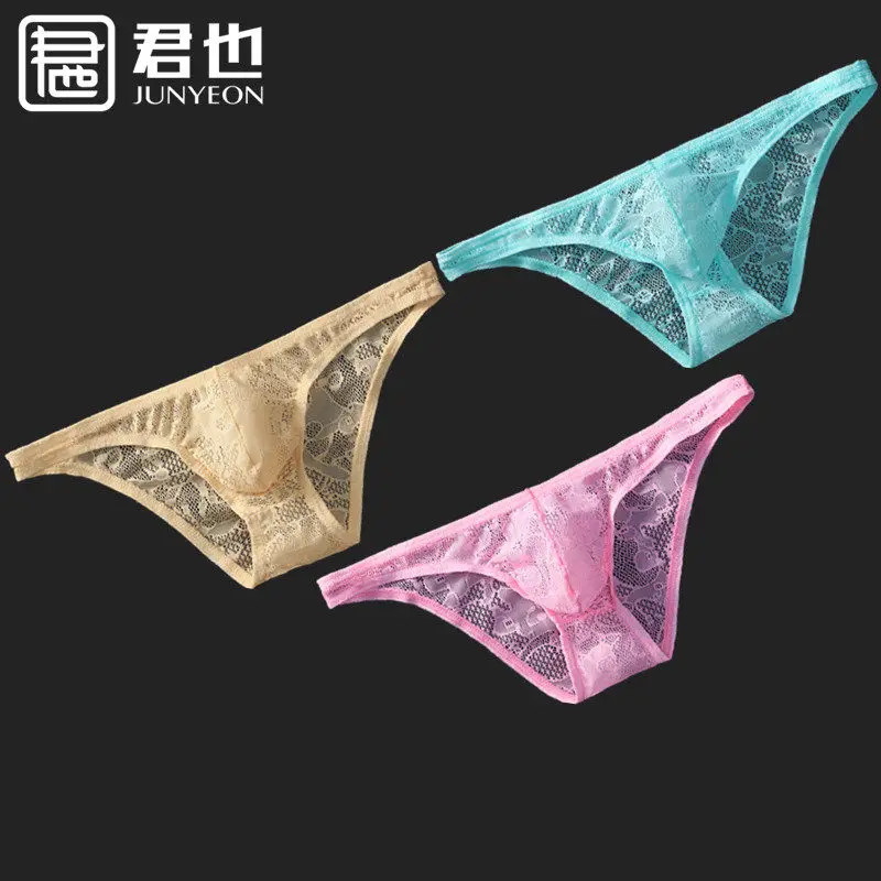 

Трусы-танга мужские сетчатые прозрачные, дышащие стринги, пикантное эластичное нижнее белье, телесного цвета, гей-трусы, 3 шт.