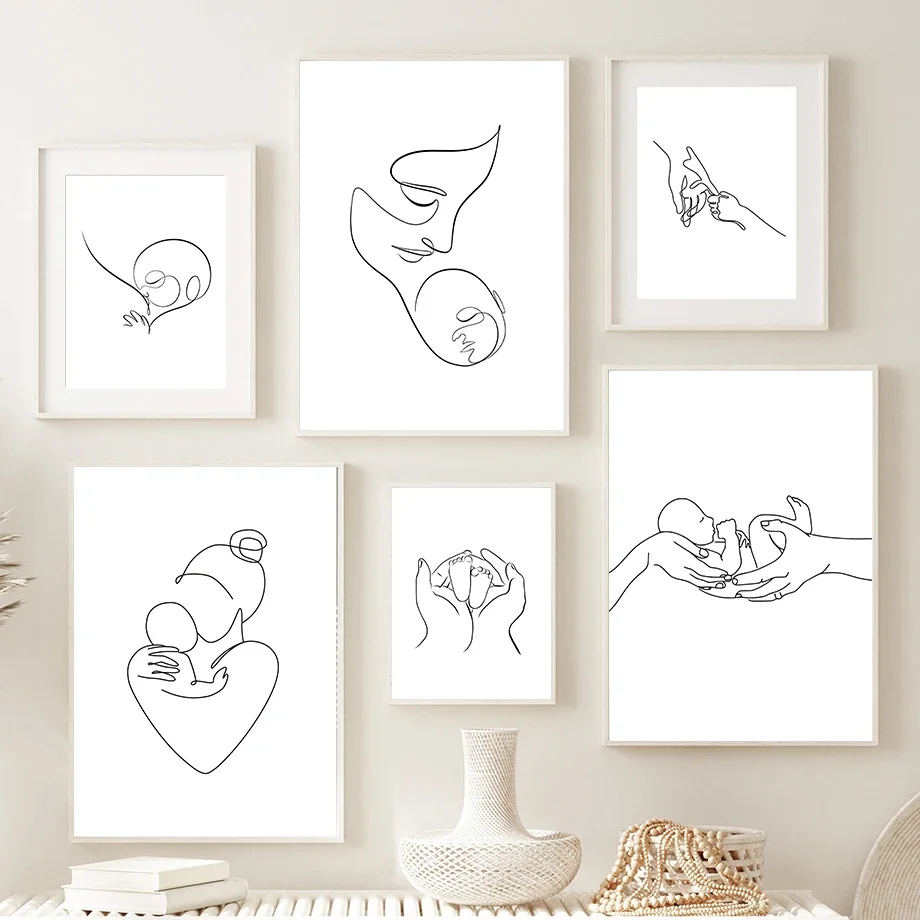 Настенная Картина на холсте с изображением мамы ребенка рук ног абстрактных