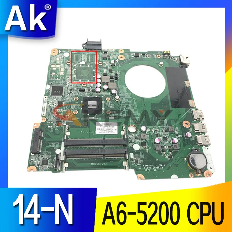 

Laptop motherboard For HP Pavillion 14-N Mainboard DA0U93MB6D2 739655-501 Core AM5200 TESTED DDR3