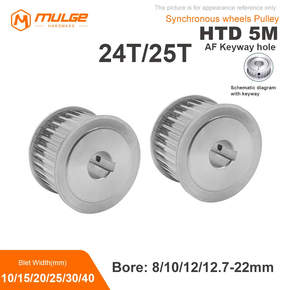 

Зубчатый шкив HTD5M 24T/25 зубцов, отверстие для ключей AF 8/10/12/12.7-22 мм, Ширина ремня 10/15/20/25/30/40 мм, детали для 3d-печати, 5 ГТ