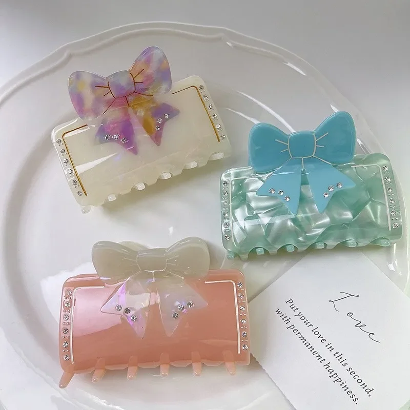 BYL высококачественные заколки для волос с бантиком и бриллиантами ацетатные