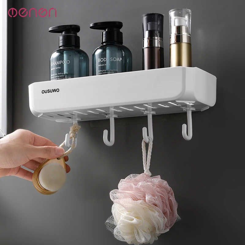 

Bathroom Shelf Organizer Shower Storage Rack Black Corner Shelves Wall Mounted Aluminum Toilet Shampoo Holder No Drill