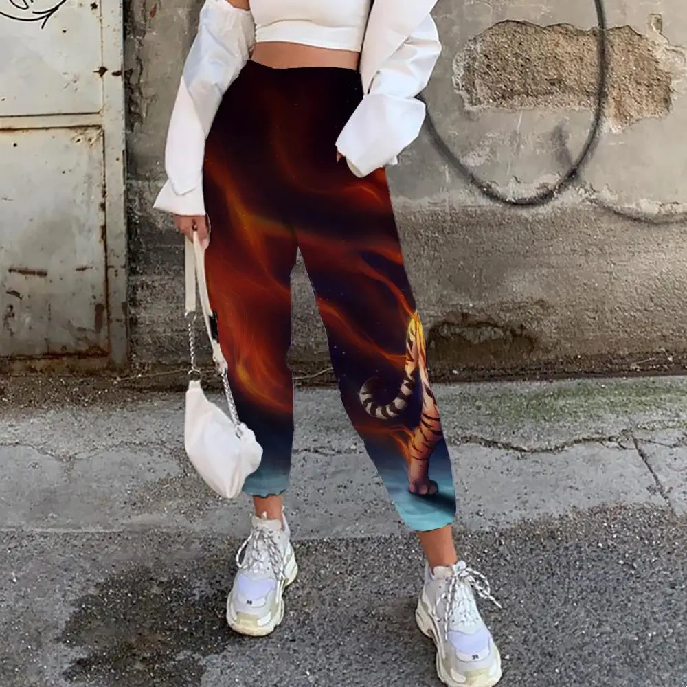

Happiness Plum Brand Tiger Pants Women Animal Jogger Pants Sun 3d Printed Flame Casual Pant Women Sweatpants Beam Feet Pants
