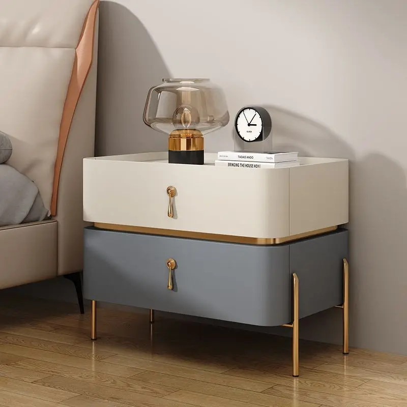 

Bedside Table Bedroom and Household Stone Plate Bedside Cabinet Simple Modern Locker Light Luxury Solid Wood Cabinet