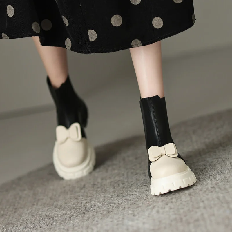 

Ботинки женские из телячьей кожи, полусапожки на платформе, с эластичным ремешком, на высоком каблуке, ботинки челси ручной работы