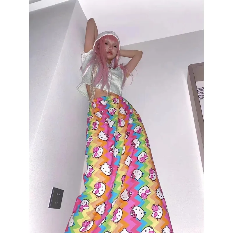 

Sanrio HelloKitty Cute Skirt Female Y2k Style Kawaii Loose and Thin Summer Tube Top Dress Sweet Dopamine Two-wear Dress Girl