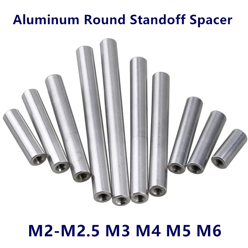 M2 M2.5 M3 M4 M5 M6 Round Aluminum Standoff Column Stud Extend Long Nut Aluminum Spacer Rods for RC FPV multirotors