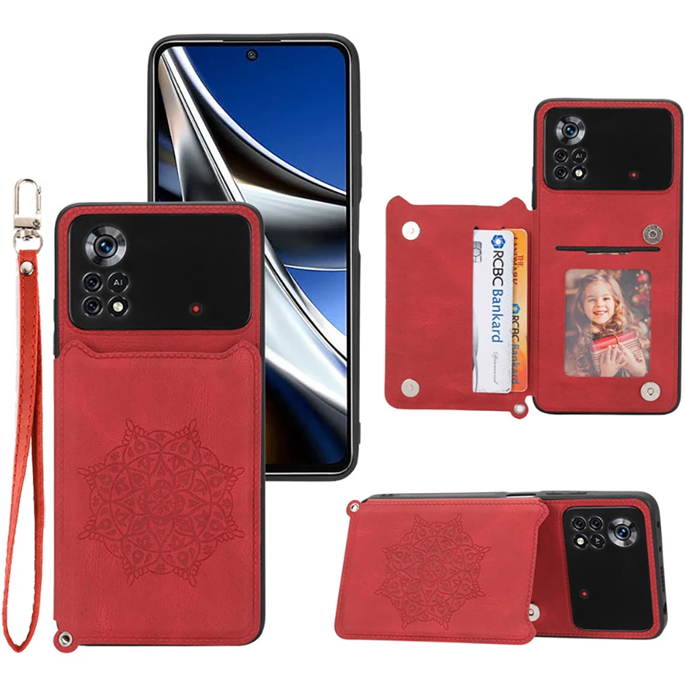 

Poco X3 NFC Luxury 3D Mandala Magnetic Back Cover for Xiaomi Poco X4 Pro 5G Leather Card Slot Case Poco X3 GT M 3 F2 X4 Pro Etui