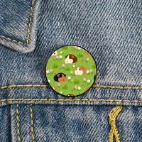 bubu the guinea pig and flowers pin custom funny brooches shirt lapel bag badge cartoon jewelry gift for lover girl friends