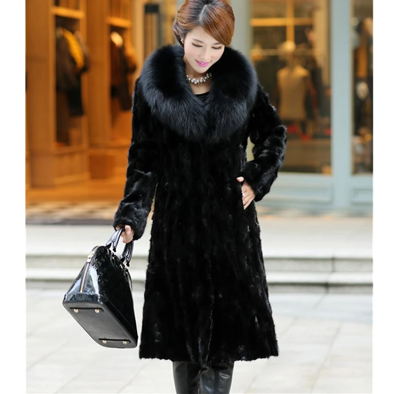 2023 New Winter Luxury New Imitation Mink Fur Coat Women Fox Fur Long Parka Plus Size Loose Thicken Warm Fake Fur Jacket Female
