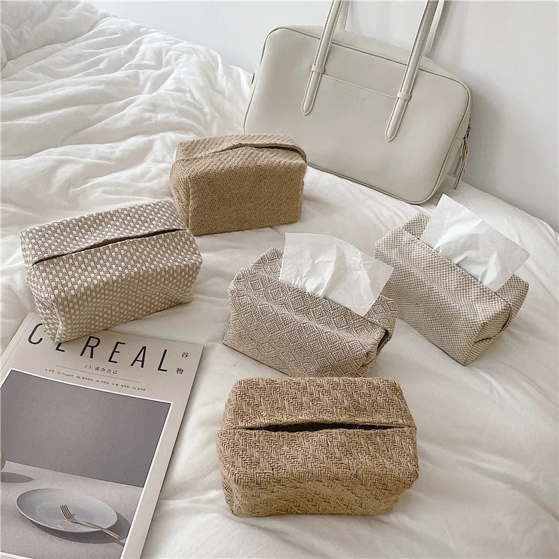 

Japanese Simple Paper Towel Cover Household Living Room Cotton And Linen Storage Box Tissue Boxes Boite De Rangement Holder