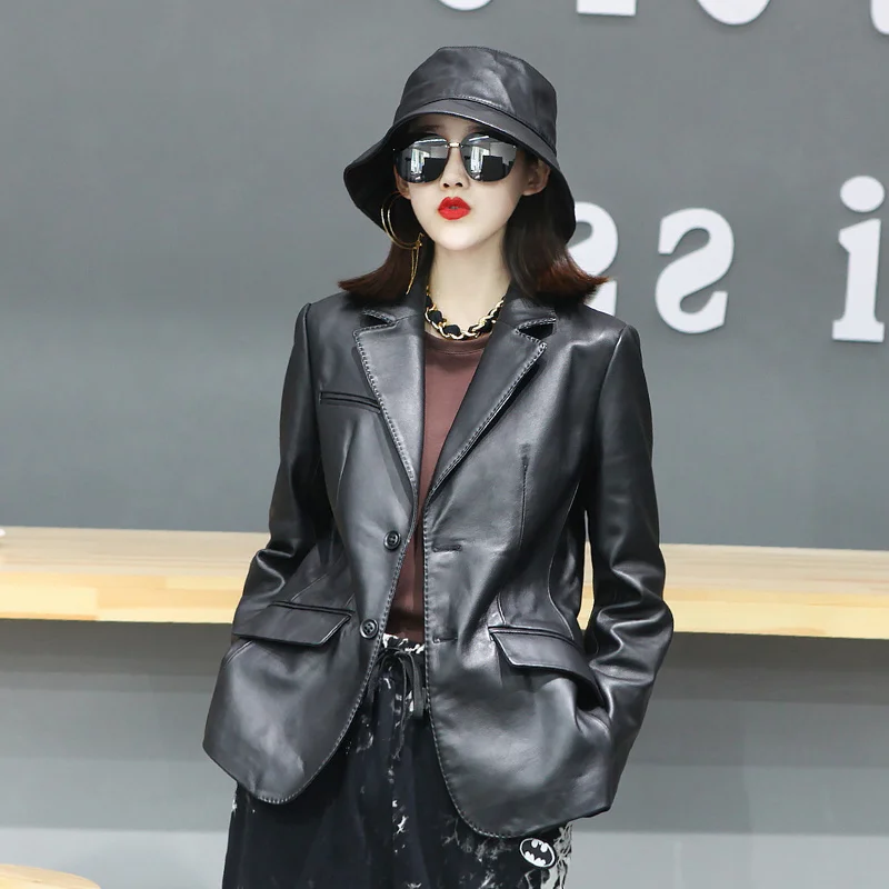 

2023 горячая Распродажа дубленка тонкие куртки новая куртка из натуральной кожи Женская Весенняя модная кожаная куртка для женщин Chaqueta