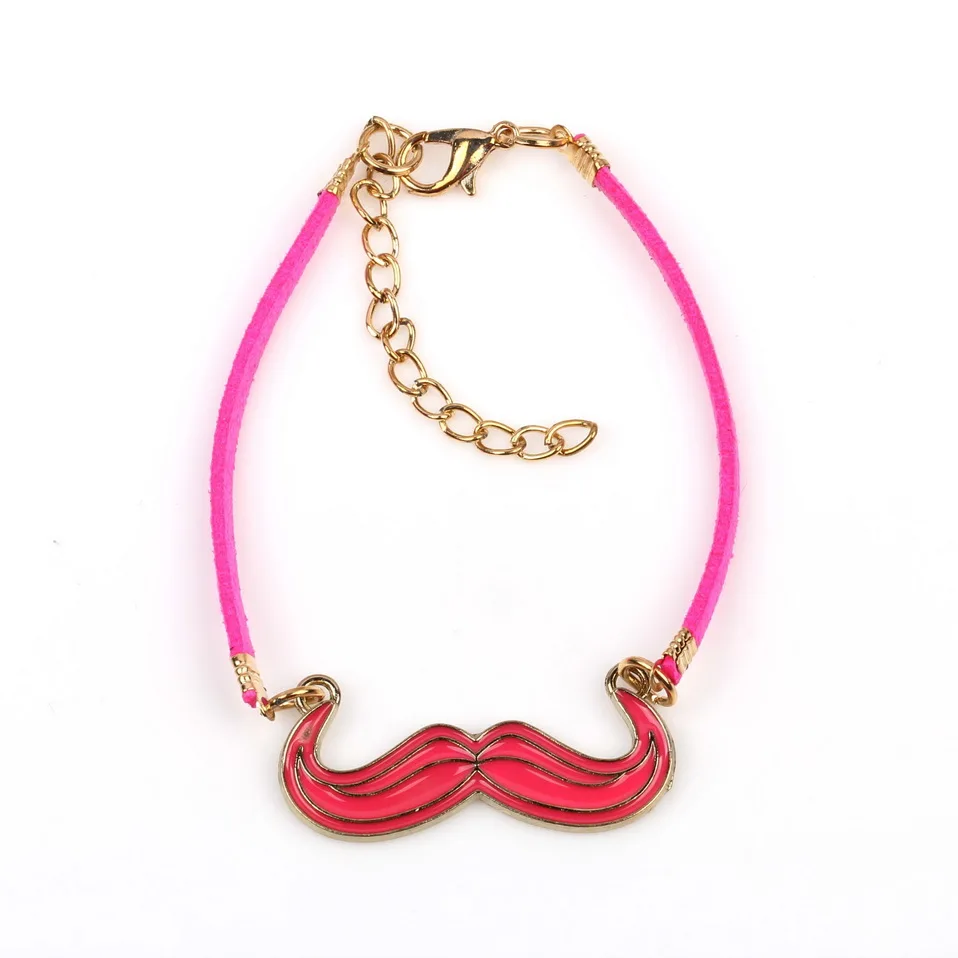 Ручная партия золотого цвета заявление браслет браслет подарок модный дизайн эмаль металл кожа усы для девочек.