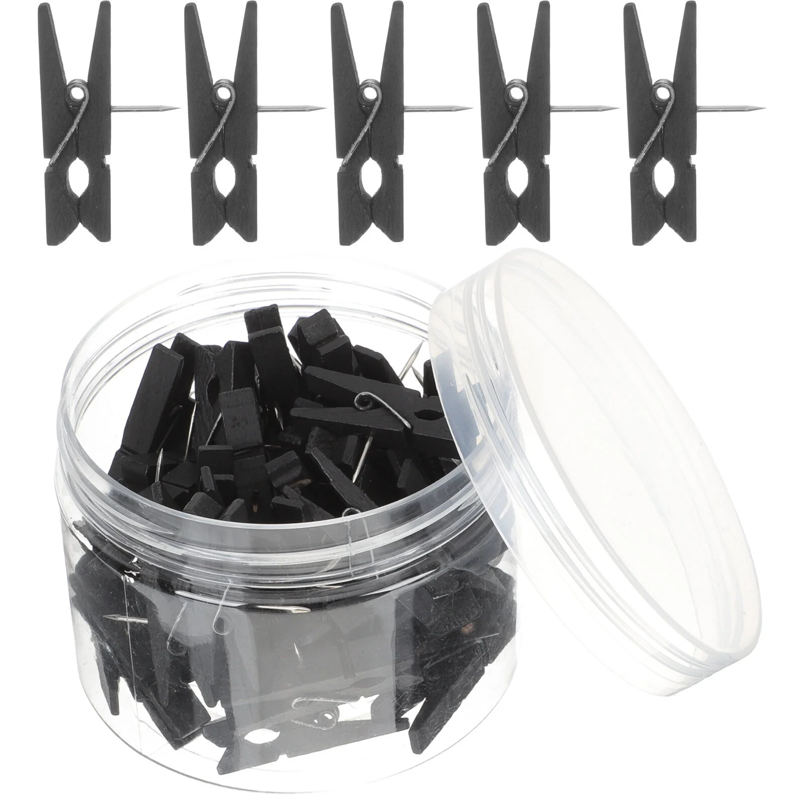 

50 Pcs Thumbtack Clip Wood Decor Wooden Crafts Push Pins Clips Photo Metal Pegs