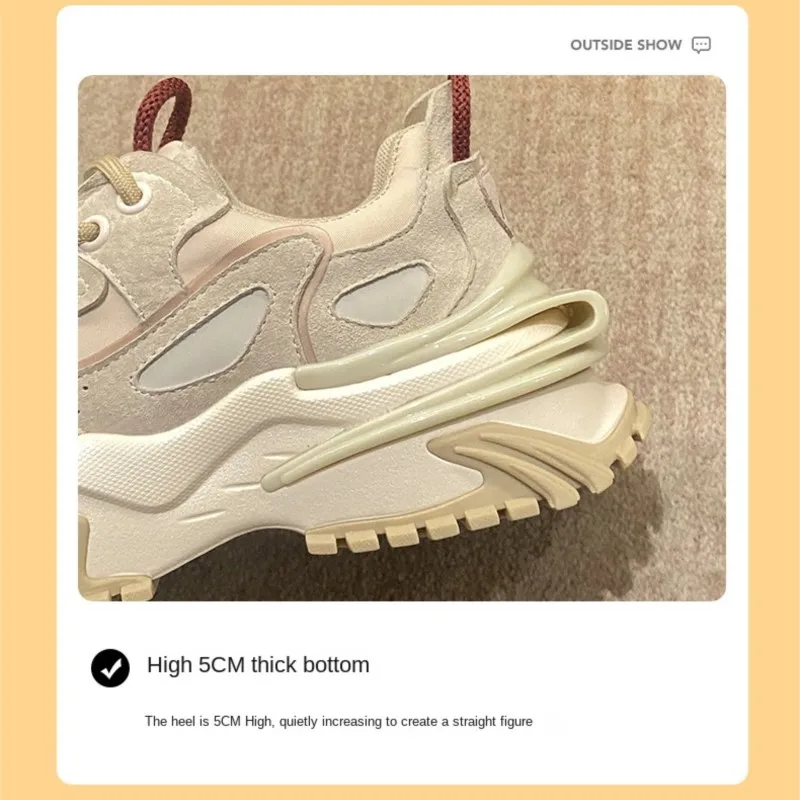 Mr Co Vintage Casual Dad Shoes Chunky Women Flat Platform Shoes Spring/Autumn Fashion Lace-up Thick Bottom Casual Sneakers Ins