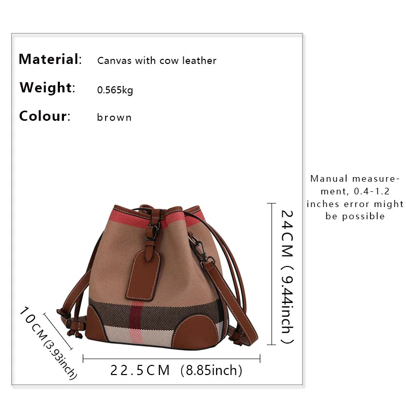 Canvas Women's Shoulder Bag Brand Design Drawstring Bucket Bag Fashion Casual Handbags For Female