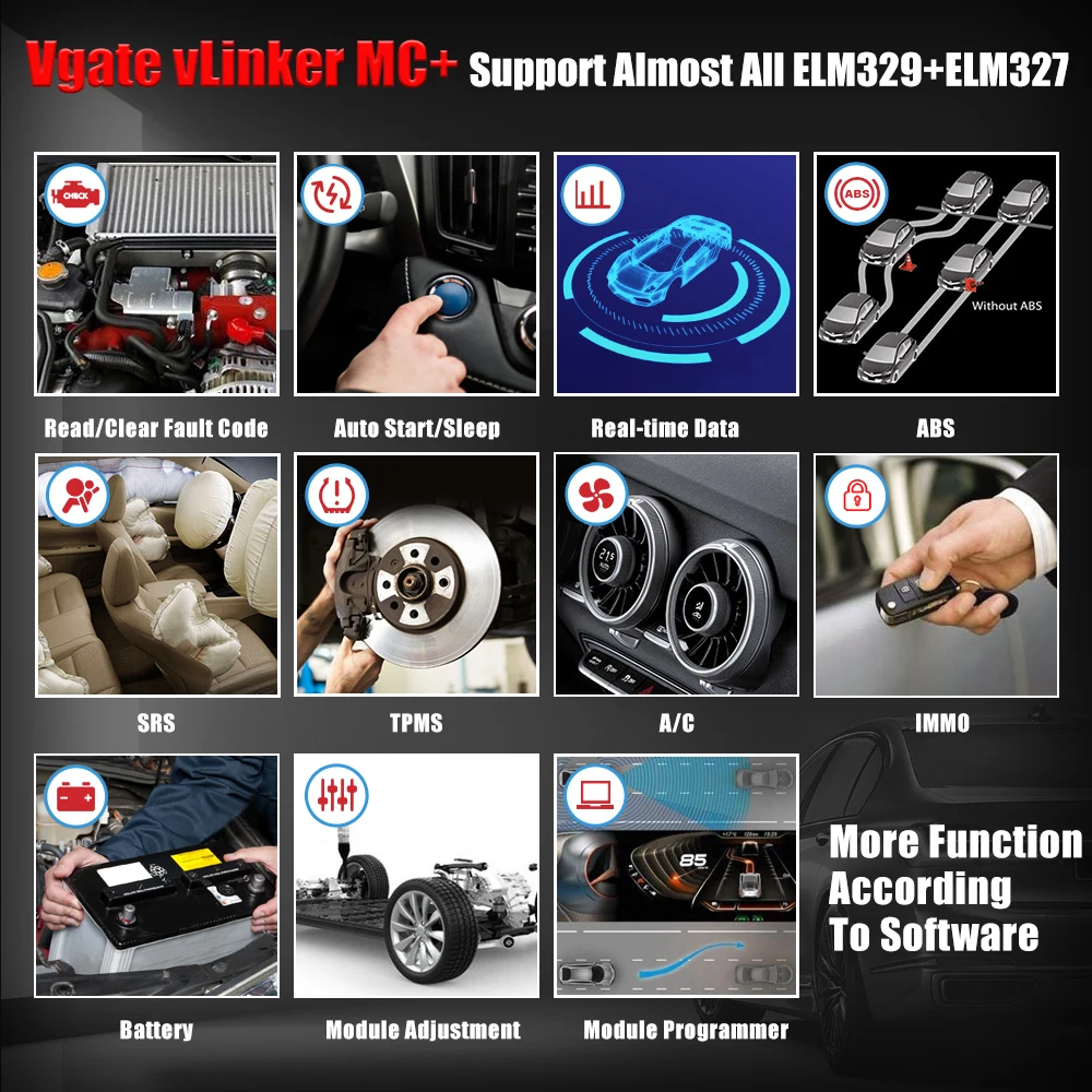 Автомобильный диагностический сканер Vgate vLinker MC + ELM327 V2.2 Bluetooth 4 0 OBD2 ELM 327 Wi-Fi PK V1.5 -