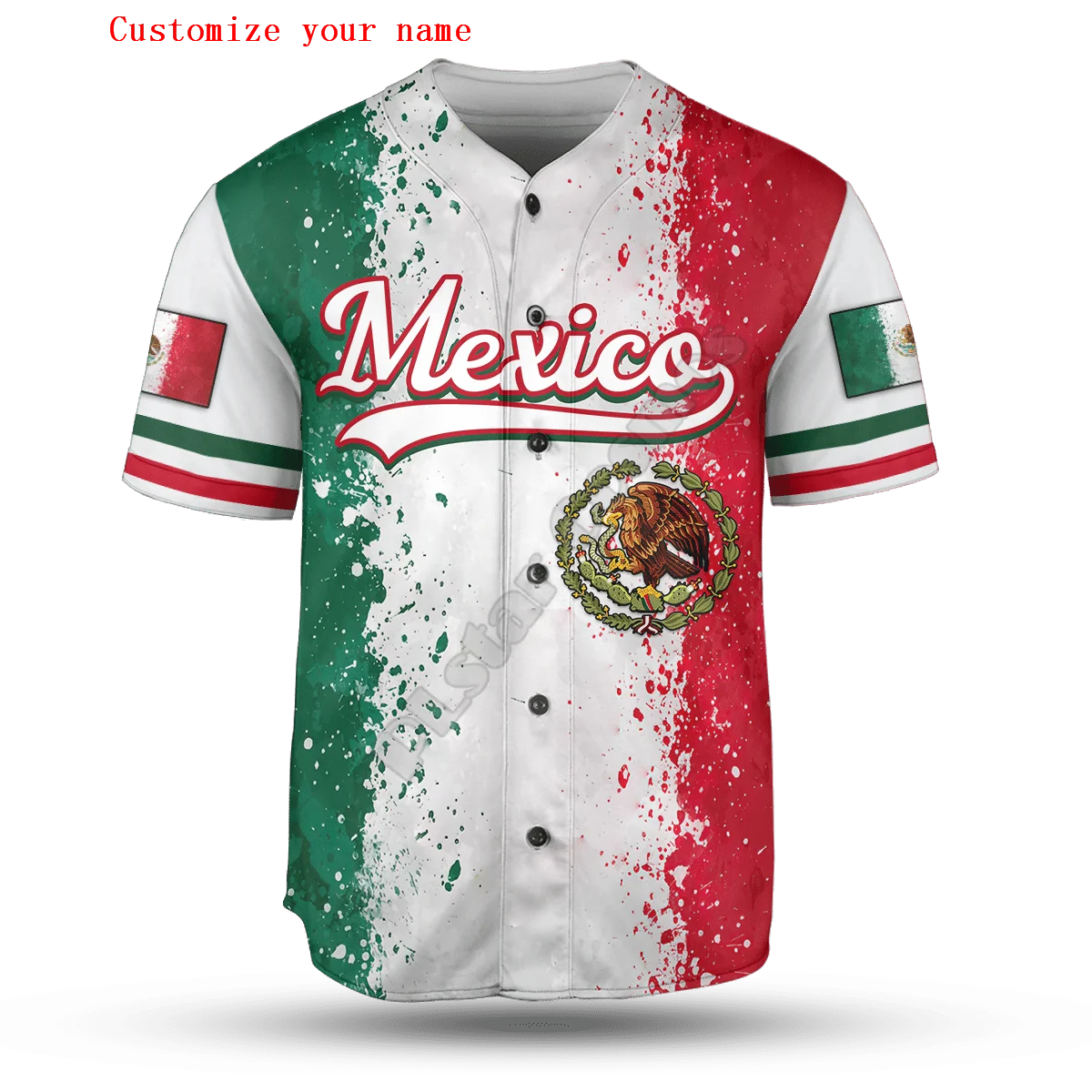

Mexico Half & Half Customize Your Name Baseball Jersey Shirt Baseball Shirt 3D Printed Men's Shirt Casual Shirts hip hop Tops