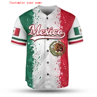 mexico half half customize your name baseball jersey shirt baseball shirt 3d printed mens shirt casual shirts hip hop tops