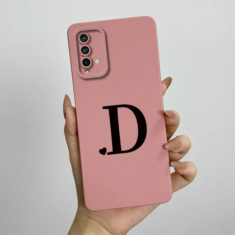 Для Xiaomi Redmi 9T Чехол Cute Couple Letter Cover Жидкий силиконовый мягкий тонкий чехол для