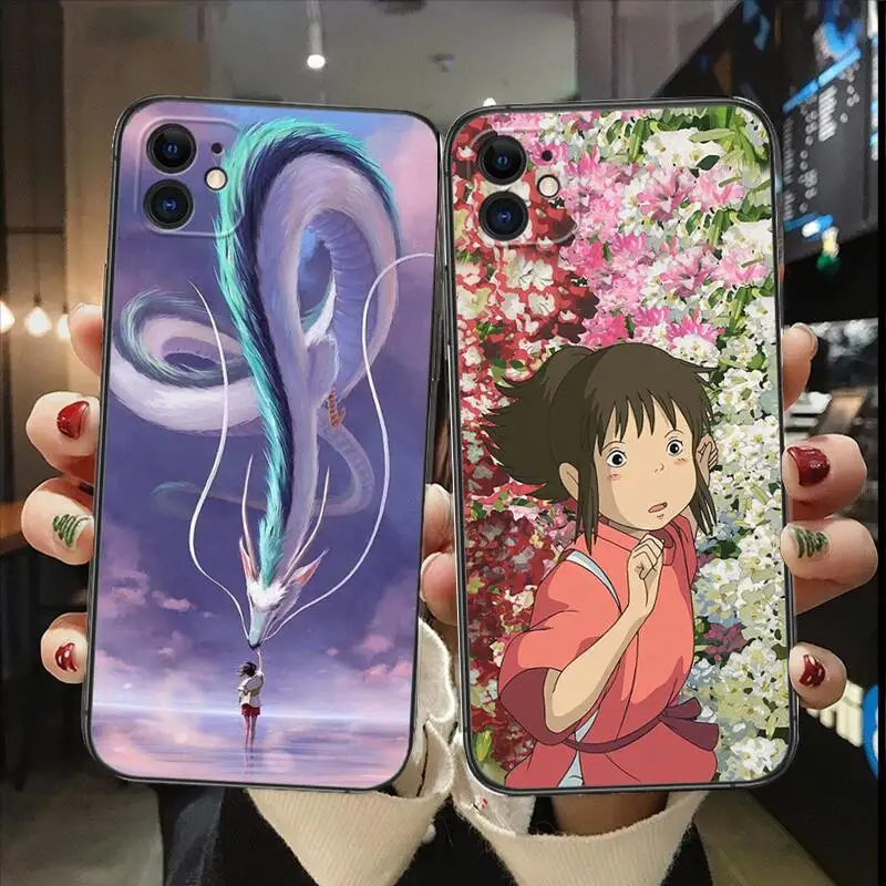 

Spirited Away Anime Black Mobile Phone Case for IPhone 14 13 12 11 Pro Max Mini SE XR X XS Max 8Plus 7plus 6 6S TPU Phone Cover