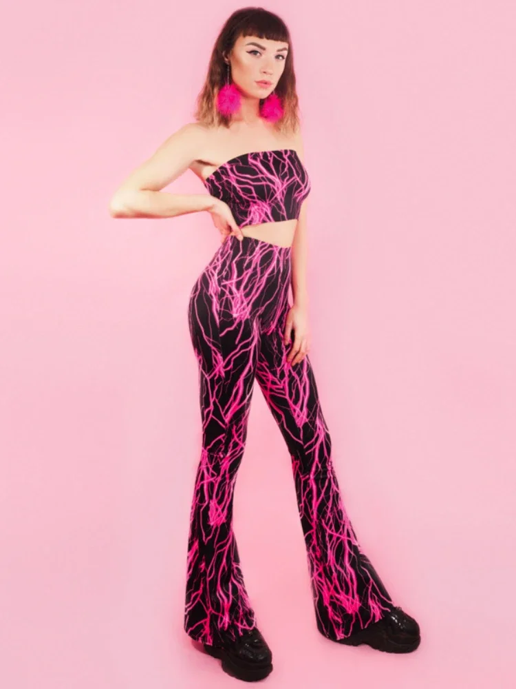 

Women's 2023 New Print Sexy Wrapped Chest Street Trendy Slim Fit Pants Two Piece Set