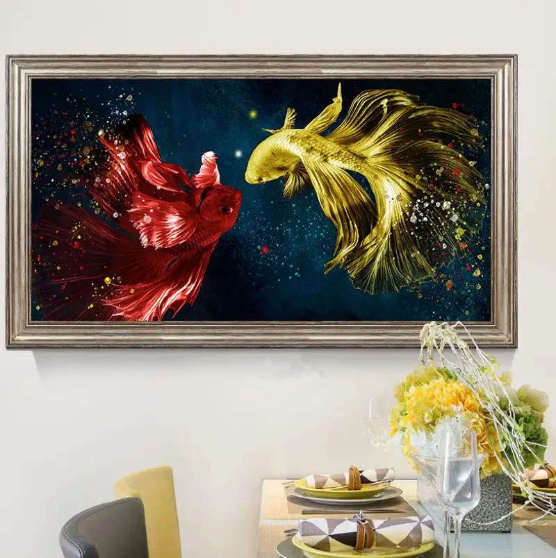 Koi Fish Feng Shui Carp Lotus Pond Pictures Canvas Painting Wall Art For Living Room Home Decor NO FRAME