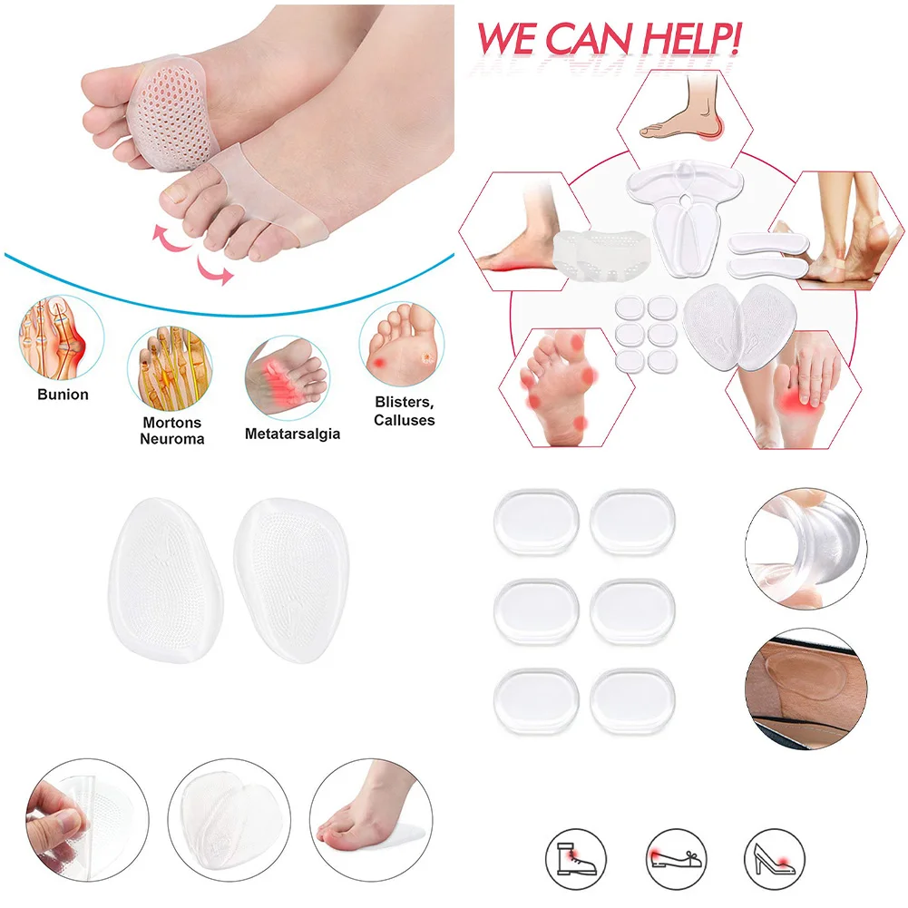 

1 Set Forefoot Orthopedic Insoles Women Soft Silicone Gel Cushion Relieve Foot Pain Metatarsal Support Insert Pad Shoes Insoles