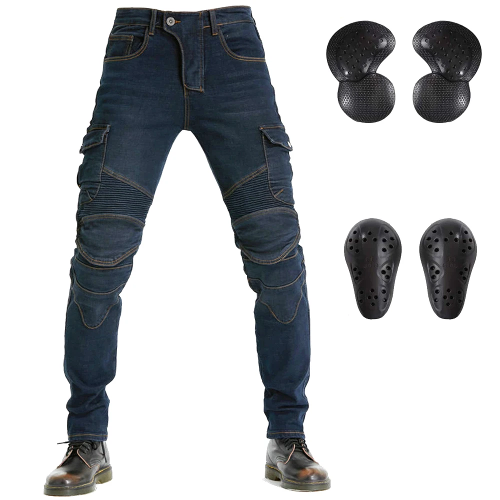 LOMENG Motorcycle Riding Jeans Biker Motocross Racing Slim Stretch Pants with CE Removable Armored for Men LMPM39