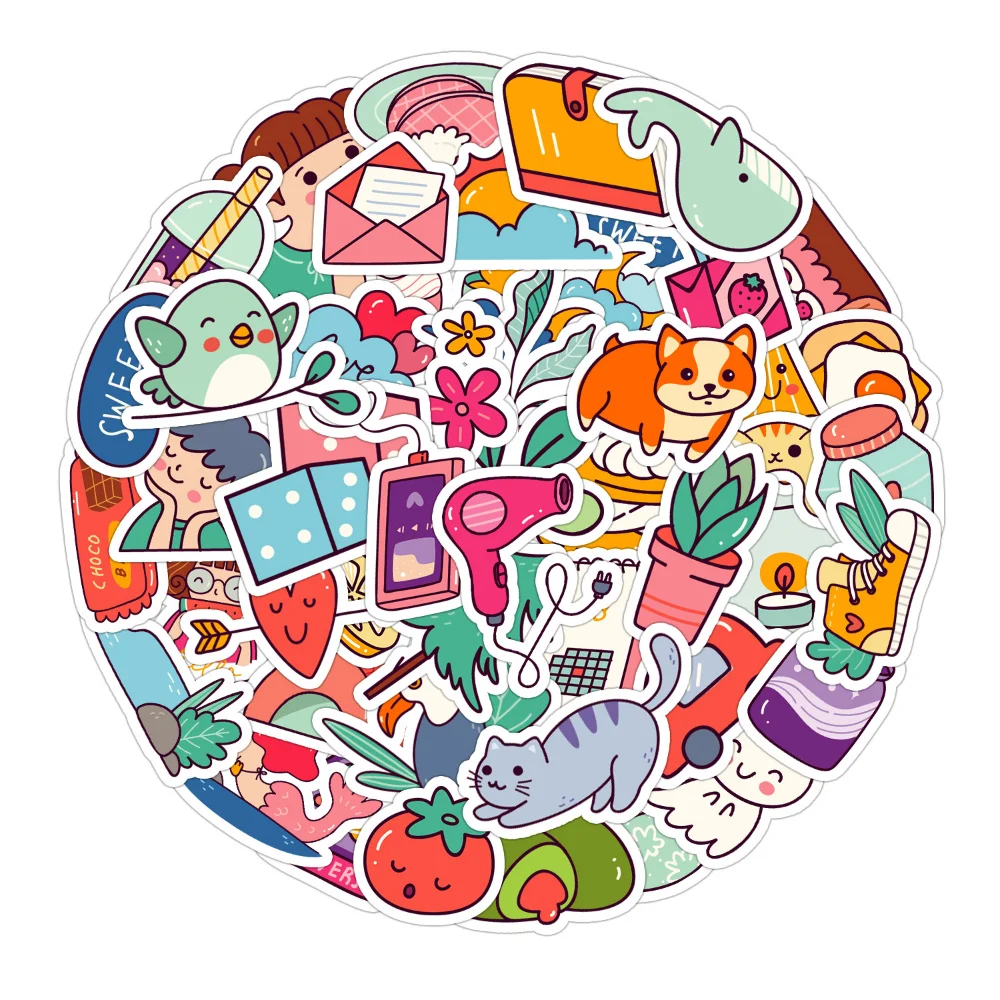 

10/50Pcs Cartoon Girl Sticker DIY Scrapbooking Collage Phone Diary Album Happy Planner Gift Decoration