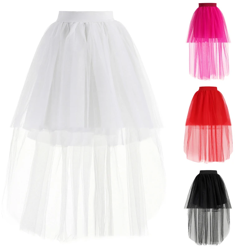 

Women Adult 3 Layers Gothic Tulle irregular Shape Skirts Sexy High Low Tutu Skirts Ballet Princess For Party Wedding