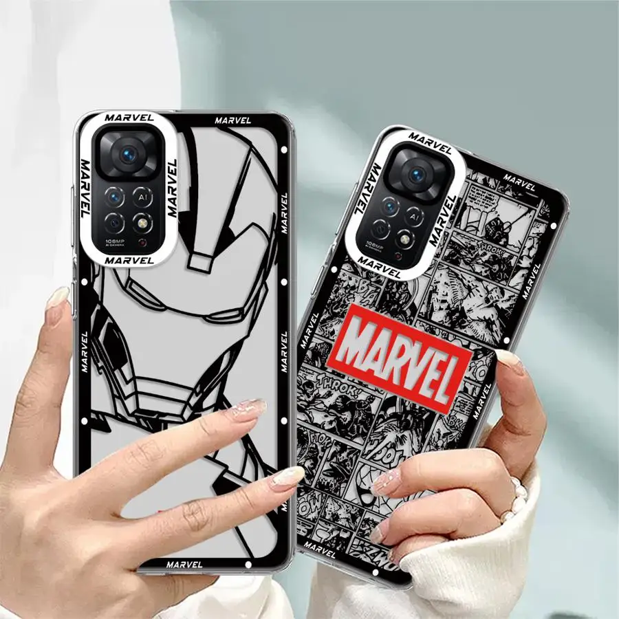 Прозрачный мягкий чехол с логотипом Marvel Ironman для Xiaomi Redmi Note 11 12 Pro Plus 10 9T 10T 11S 8 9 12s