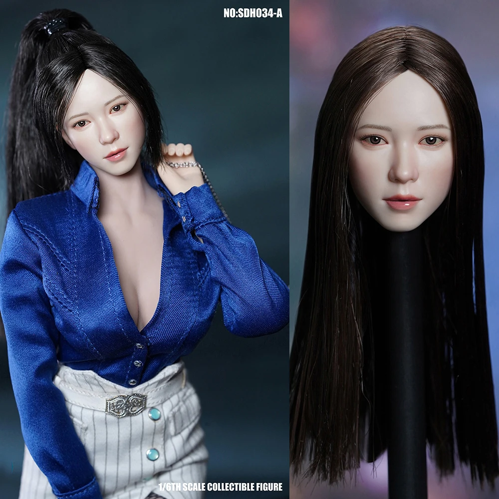 

Super Duck SDH034 1/6 Women Soldier Head Sculpt Sexy Asian Beauty Head Sculpt Carving Model Fit 12'' Action Figure Body Toys
