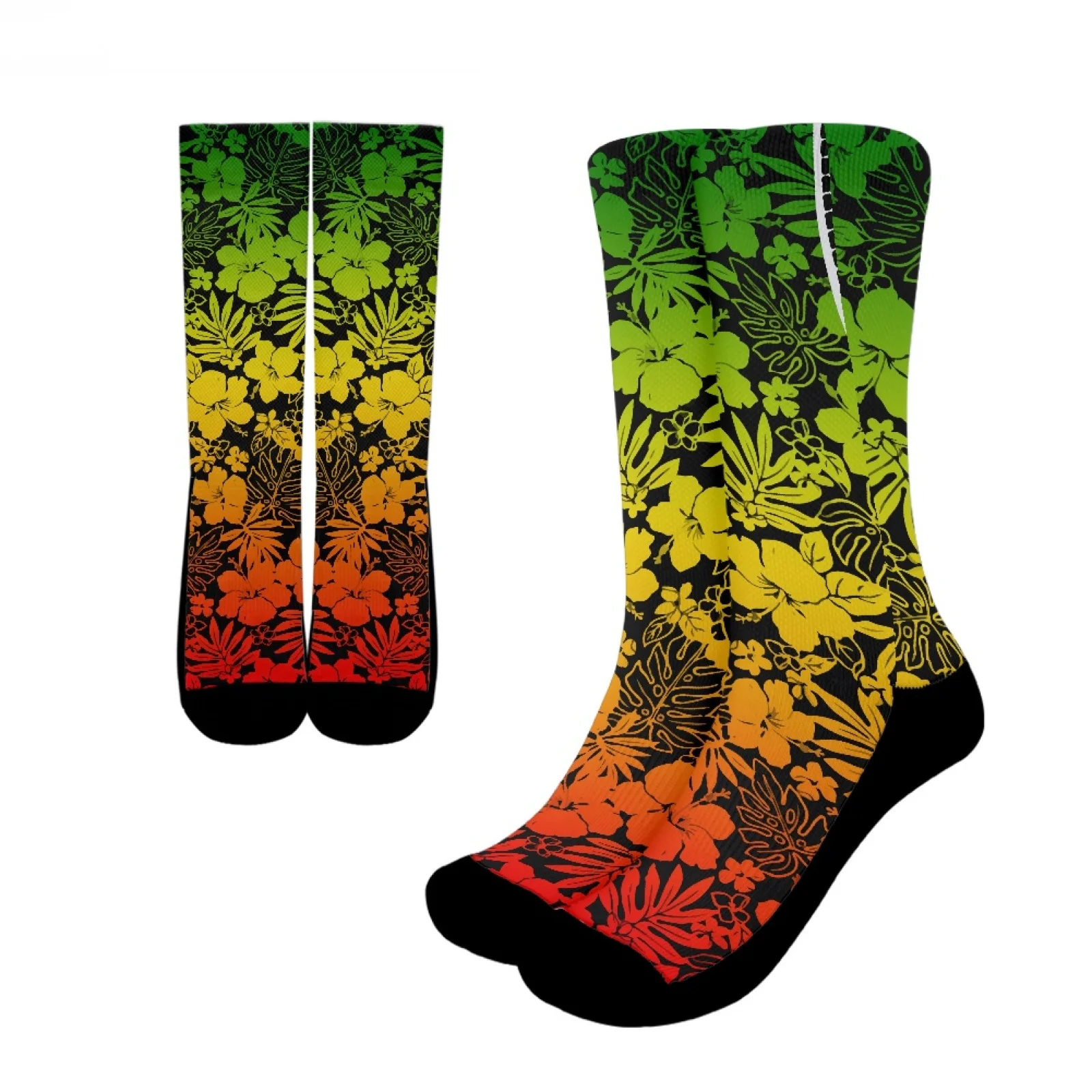 

Polynesian Tribal Tongan Totem Tattoo Tonga Prints High Quality Absorb Sweat Breathable Sports Socks Casual Hibiscus Crew Socks