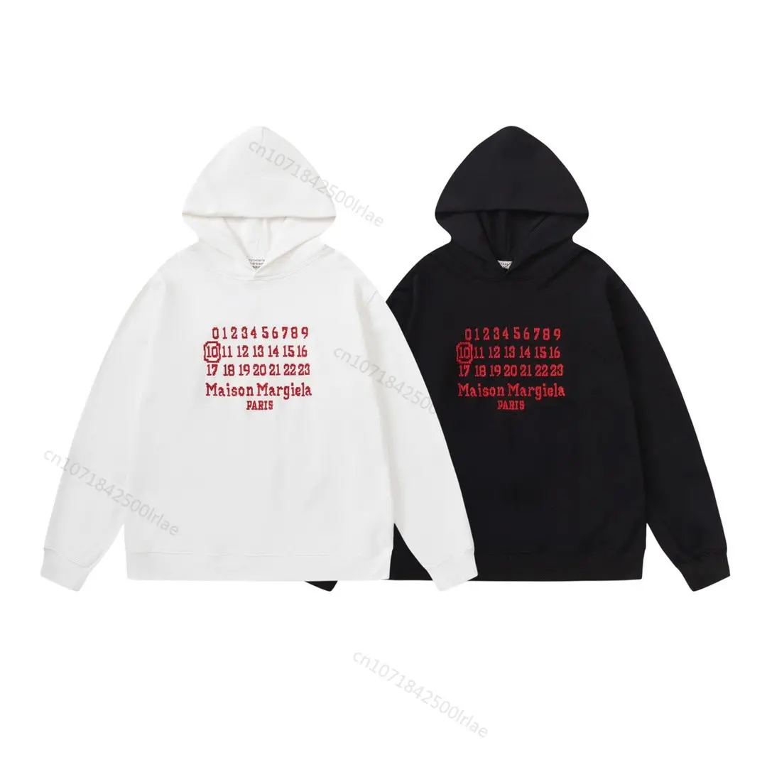 

Maison Margiela Sweatshirts Men Women Autumn 22SS New MM6 Number Embroidery Oversized Pullover Hoodie Sweatshirt Hooded Hoody