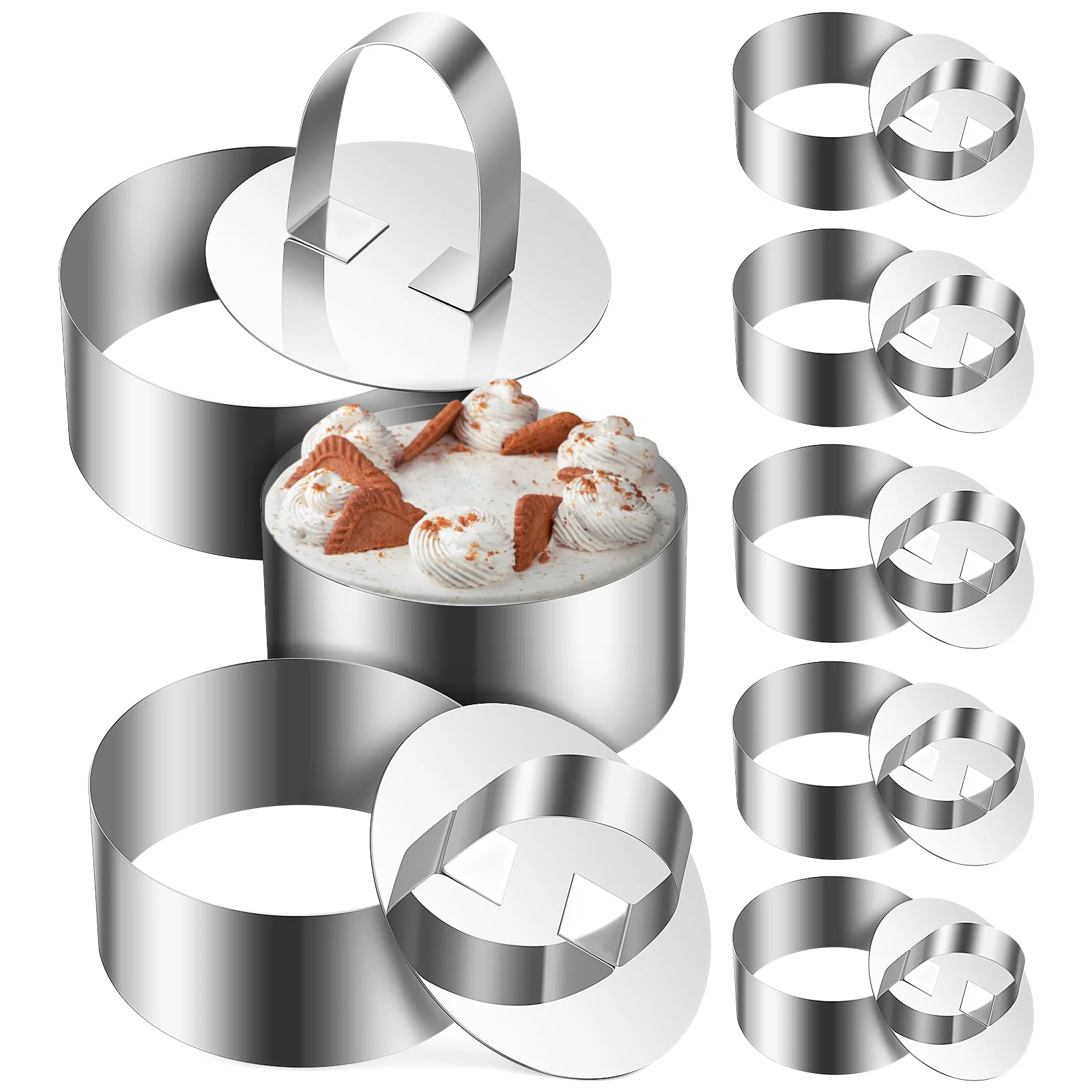 

Cake Rings Ring Mold Molds Baking Mousse Pusher Pastry Dessert Round Muffin Tartare Crumpet Pancake Tuna Mould Tart Sushi Press