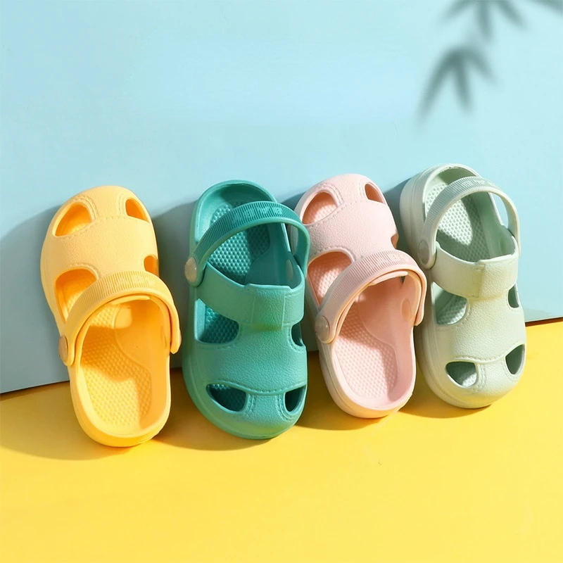 Baby Shoes Summer  Hole  Non-Slip Soft Floor Toddler Sandals Boys Girl Kids Casual Candy Color Roman Beach Slippers