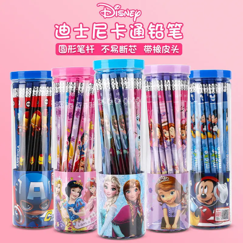 

50pcs/set Original Disney Pencil Spiderman Frozen Princess School Supplies Kawaii Papeleria Captain America Stationery Store Pen