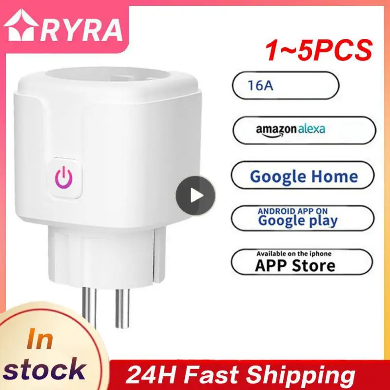 

1~5PCS Smart WiFi Plug Adaptor 16A Remote Voice Control Power Monitor Socket Outlet Timing Function work with Alexa Google Home