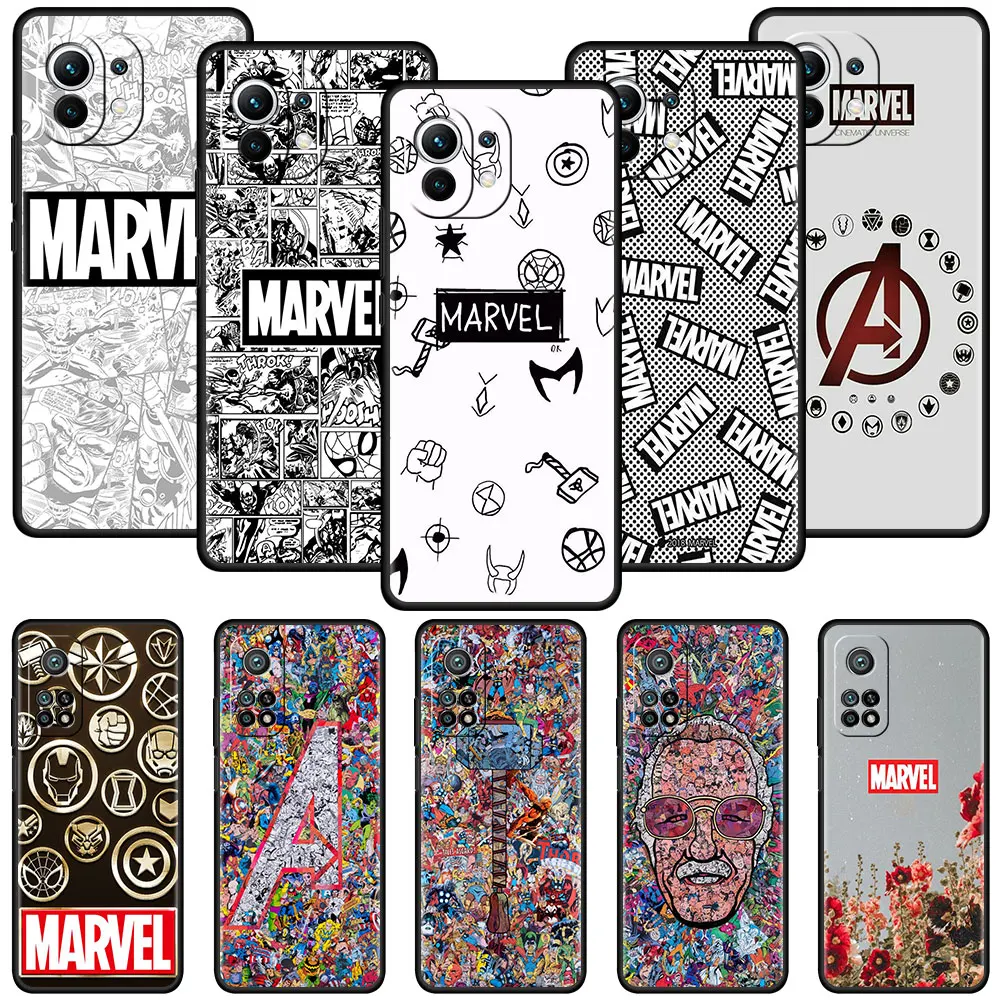 

Case For Xiaomi Mi 11 Lite 11T 5G 10T Pro Soft Phone Cover Poco X3 NFC M3 12 9T F1 12X Note 10 Fundas Coque Marvel Timely Comics