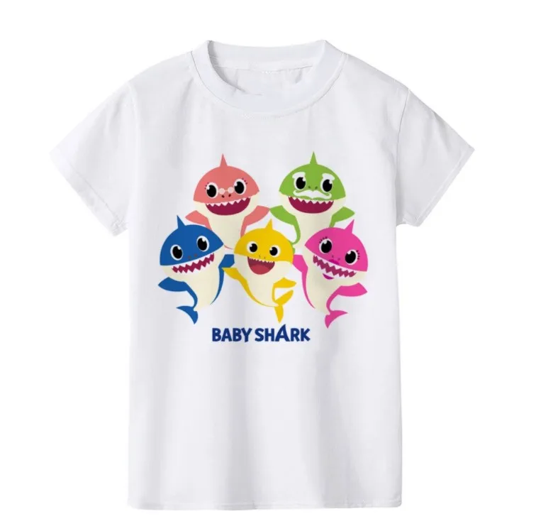 

Fashion Cartoon Baby Shark Doo Fox Kids T-Shirt Kawaii Summer Loose Short Sleeves White Womens Tops Boy Shirts Girl Tees Blouse