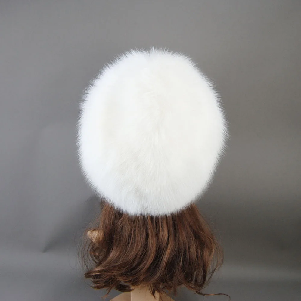 Женская зимняя шапка из натурального меха енота и лисы толстая теплая пушистая