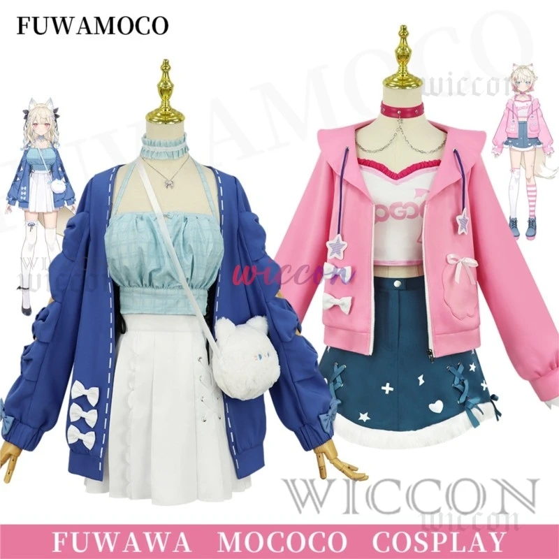 Fuwawa Mococo Abyssgard Fuwamococo Косплей Костюм Повседневное Платье Хвост Парик Holo Vtuber EN Новый