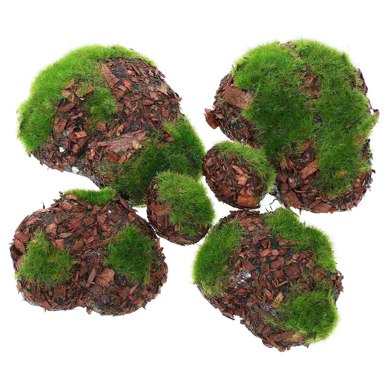 

6 Pcs Simulated Moss Stone Stone Decor Decorative Aquarium Plants Flower Planter Rock Bonsai Pvc Fish Tank Cave